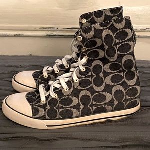 Coach Signature Bonney High Top Denim Women Sneakers. Preowned, good condition.